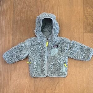 Patagonia baby Gray Fleece Hooded Jacket with Yellow Accents